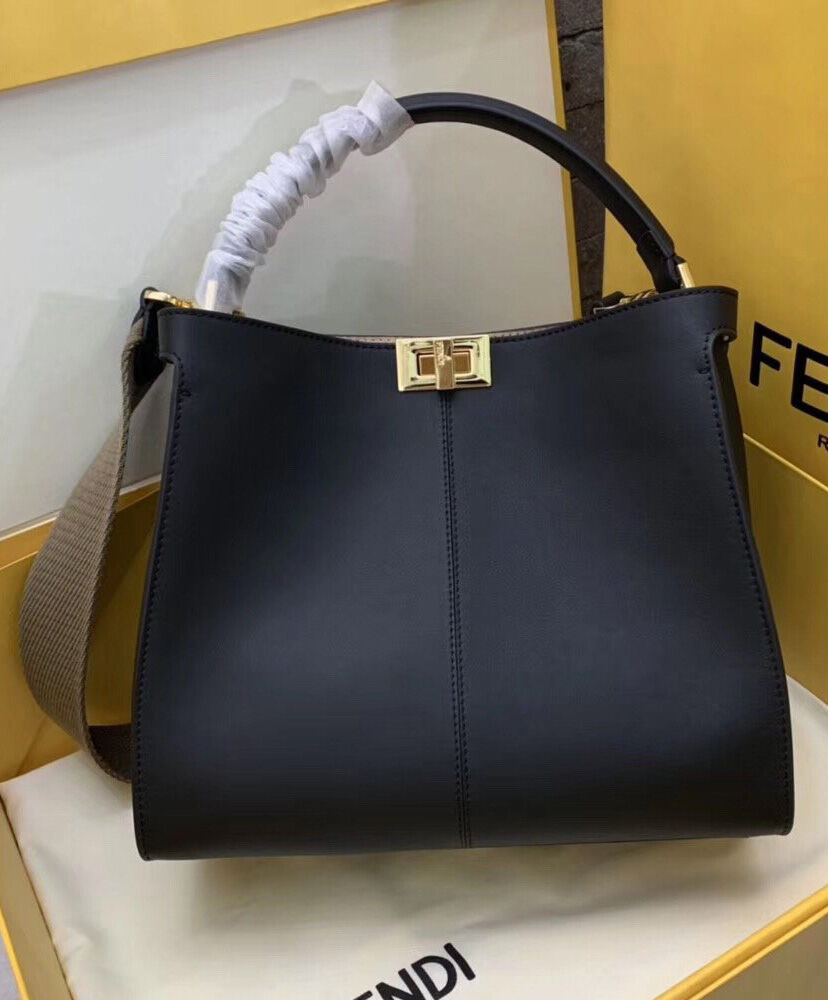 Fendi Peekaboo X lite Medium Leather Bag 8BN311 Black